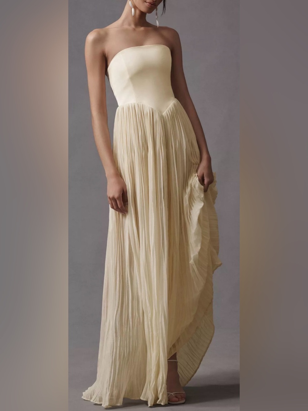 NEW Delfi Collective Lourdes strapless cream gown XL